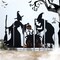 Set of 4 34.5"H Set of 5 Halloween Metal Silhouette Witches with Cauldron Yard Stake(Two function)
